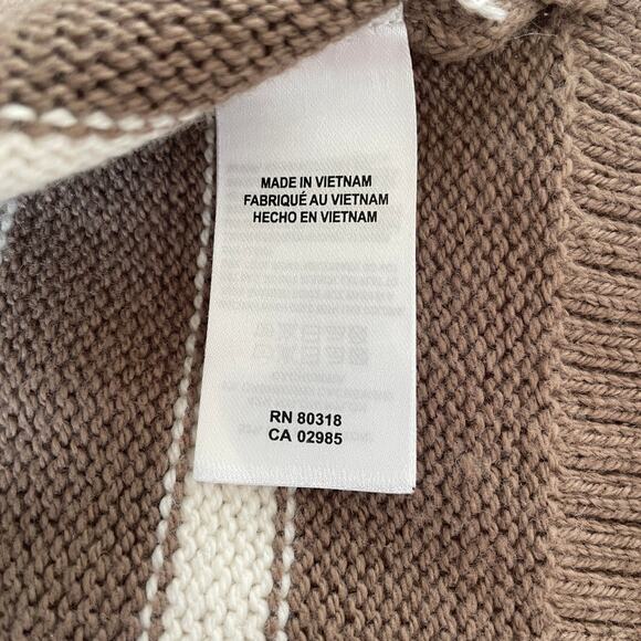 Lucky Brand Oversized Cashmere Cotton Blend Sweater | Chocolate Stripe NWOT XS - Picture 7 of 10